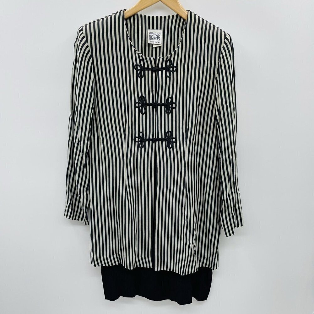 R & M Richards Vintage Womens Petite Size 10P Striped Jacket with Attached Dress